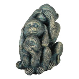 Ebros Whimsical Faded Bronze Colored See Hear Speak No Evil Monkeys Statue 3 Wise Apes of The Jungle Figurine Animal Rainforest Monkey Family Father Juvenile and Infant
