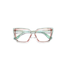 JOLLYNOVA Blue Light Blocking Glasses Women TR90 Fashion Gradient Eyeglasses Frame Anti UV Glare Oversized Computer Glasses (C6 Orange Pink- Mint Green)