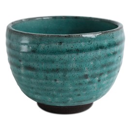Mino ware Japanese Pottery Chubby Bowl Crackled (as Cereal/Matcha/Rice Bowl) made in Japan (Japan Import) MSB101 (Emerald Green)