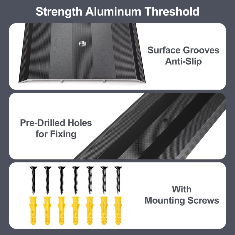 Orechic 5″Wide Sturdy Thicken Aluminum Threshold Strip, Stylish Floor Transition