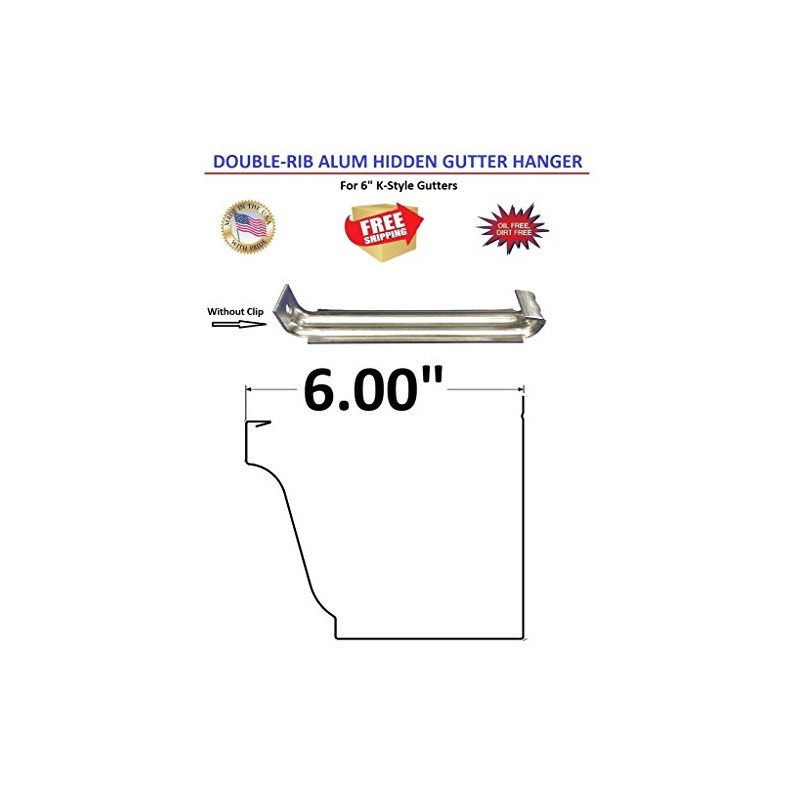 Double Rib (100) 6" Aluminum Hanger No Clip for K-Style