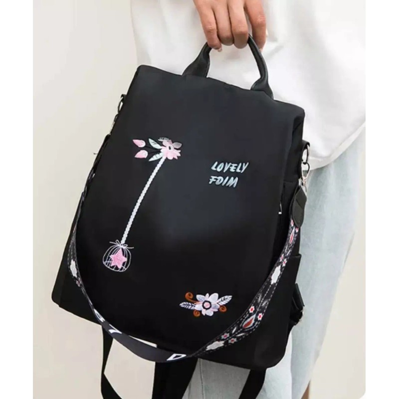 Colibrí alegre Mochila Oxford Impermeable, Con Bordados