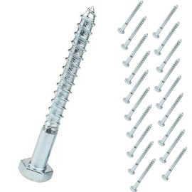 Hex Screw Coach Screws Hex Lag Screws, Hexagonal Self-Tapping Head Machine Wood Screws, M8 Heavy Duty Fixing Drilling Screws Carbon Steel Galvanised Silver, 20 Pieces (M8 x 120 mm)