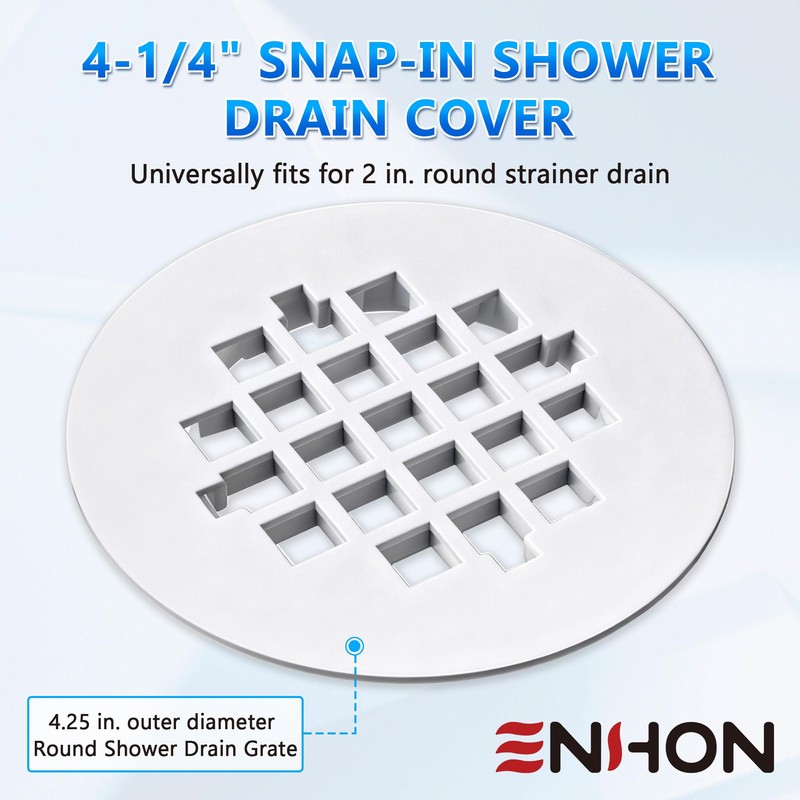 2 Pack 4-1/4 Snap in Shower Drain Cove White,PVC Plastic