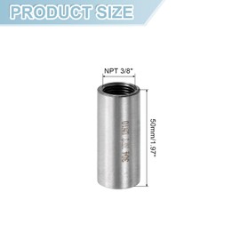 sourcing map NPT 3/8"x2" 304 Stainless Steel Pipe Fittings, Coupling Pipe Connector Adapter Pipe Connection Accessories for Plumbing Industrial and Residential, Silver