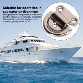 flexman 4 Sets Folding Pad Eyelet Made of Stainless Steel in Marine Quality, Polishable, Rustproof D Rings, Deck Folding Pad Eyelet for Marine Yacht