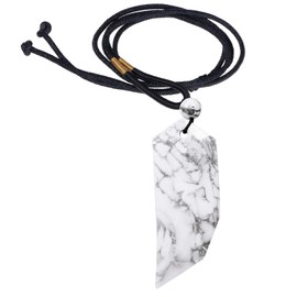 Nupuyai White Howlite Turquoise Wolf Tooth Amulet Crystal Point Necklace for Men Women, Energy Healing Stone Pendant with Adjustable Rope