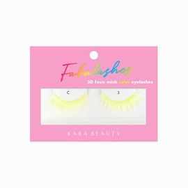 KARA BEAUTY Neon Yellow Colored Fabulashes 3D Faux Mink Lashes Fluffy Reusable Strip Lashes with Flexible Band Bold Gradient Eyelashes for Halloween Spooky Lashes Dramatic Volume Witch Vampire Cosplay