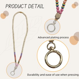 YUESUO Wood Beaded Lanyard for ID Badges - Cute Boho Teacher Lanyard for Women (Colorful-1)