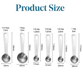Stainless Steel Measuring Spoons Set of 6, Space Saving Baking Accessories Metal Teaspoon Measuring Spoons Scoop Tablespoon and Teaspoon for Measuring Liquid/Dry Ingredients