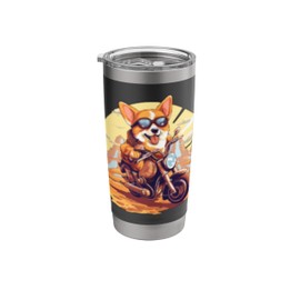 Corgi Dog Riding Motorcycle Kawaii Stainless Steel Insulated Tumbler