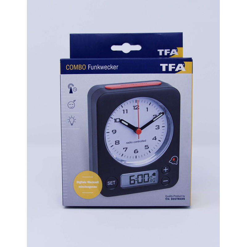 TFA-Dostmann Combo TFA 60.1511 Wireless Alarm Clock, 9 x 4