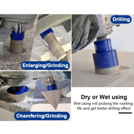 SHDIATOOL Diamond Drill Core Bits,Tile Drilling Core Hole Saw Cutter Beveling Chamfer for Porcelain Marble Ceramic Granite with Hexagon Shank Adapter 10pcs(6/6/8/20/25/35/50/20MM/2INCH/HEX)