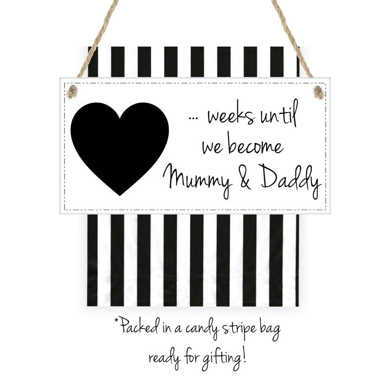 Mummy & Daddy to Be Baby Countdown Chalkboard Plaque -