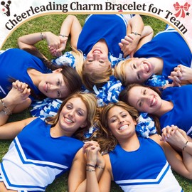 Huquary 24 Pcs Cheerleader Gifts Set Cheer Bracelets and Cheerlife Wish Card Adjustable Cheerleading Charm Bracelets Cheer Team Gifts for Kids Cheer Team Cheerleader Jewelry Accessories (Black)
