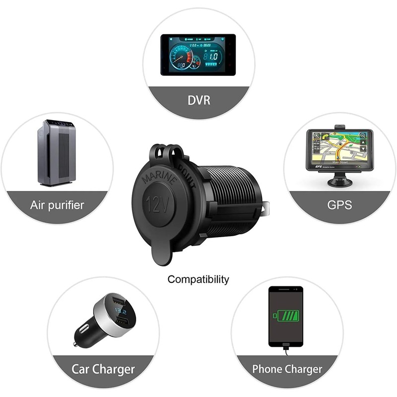 GTIWUNG 2 Stück Auto Zigarettenanzünder Steckdose Wasserdicht, KFZ Einbausteckdose 12