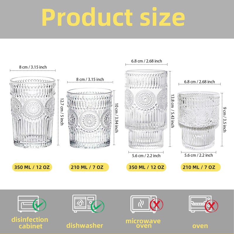 CAZAGA Glass Toothbrush Holders for Bathrooms, 12 oz Clear Tooth