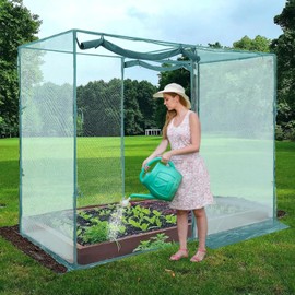 timiland Crop Cage Large Size Plant Protection Tent 4'x8' with 2 Zippered Doors, Steel Frame,Easy to Install,for Garden, Plant Protection Crop Cages for Vegetables Flowers Fruits Herbs(Light Green)