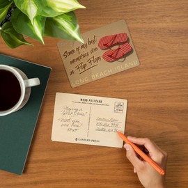 Long Beach Island, New Jersey, Best Memories in Flip Flops (4x6 Birch Wood Postcards, 2-Pack Stationary, Rustic Home Wall Decor)