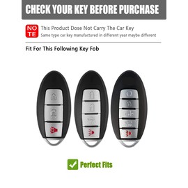 YINEOR for Nissan Key Fob Cover Leather Car Key Case Keychain Fob Holder Compatible for Nissan Altima Rogue Sentra Patrol Pathfinder Frontier Maxima Titan Murano Versa Armada GTR for Infiniti (Blue)