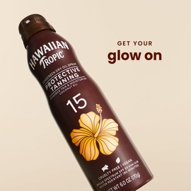 Hawaiian Tropic Dry Oil Tanning Spray Sunscreen SPF 15, 6oz | Protective Sun Tanning Oil with SPF 15 Sunscreen, Oxybenzone Free, 6oz