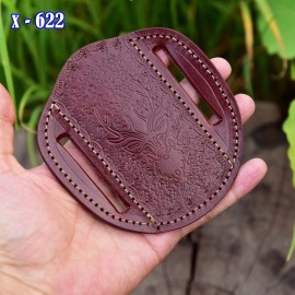 Leather Sheath Custom Genuine Folding Blade Pocket Knife Pancake Leather Sheath Deer Engraved