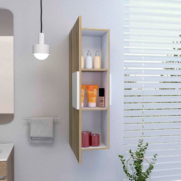 Udorich Medicine Cabinet with Three Shelves and Single Door, White