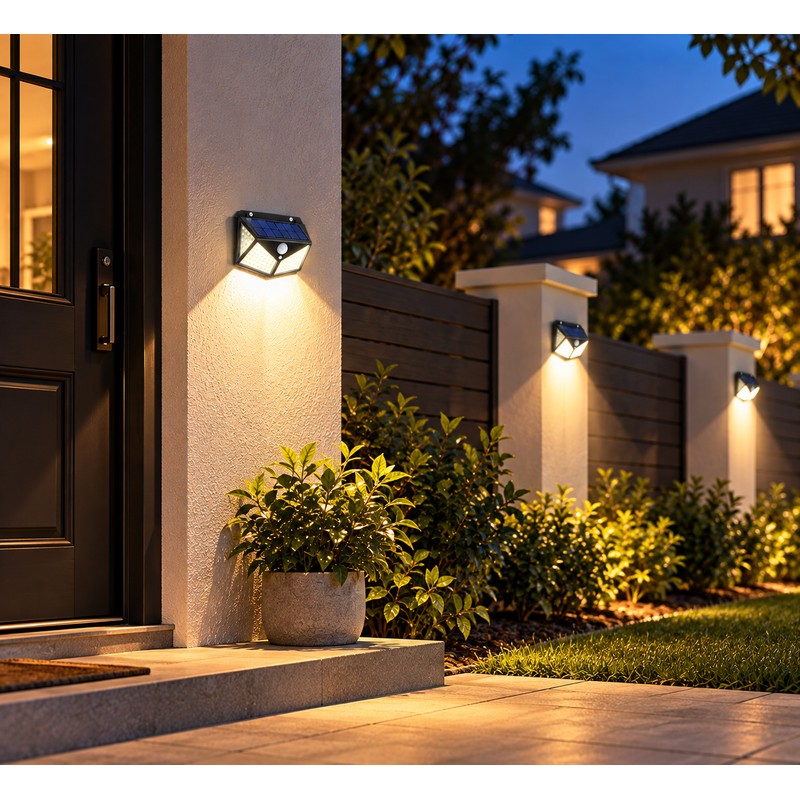100 LED Solar Wall Light for Outdoor Lighting – Motion