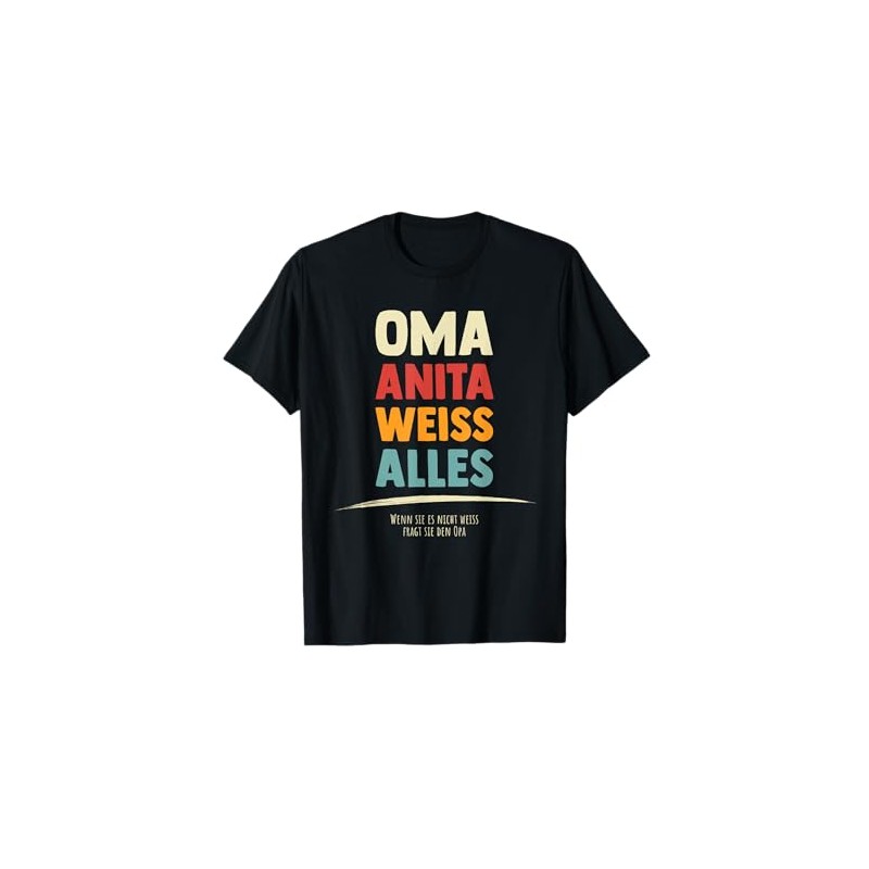 Best Grandma Anita White Everything Funny Anita T-Shirt, black