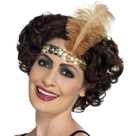 Fancy Dress VIP Express Ladies Flapper Feather Headband Gold