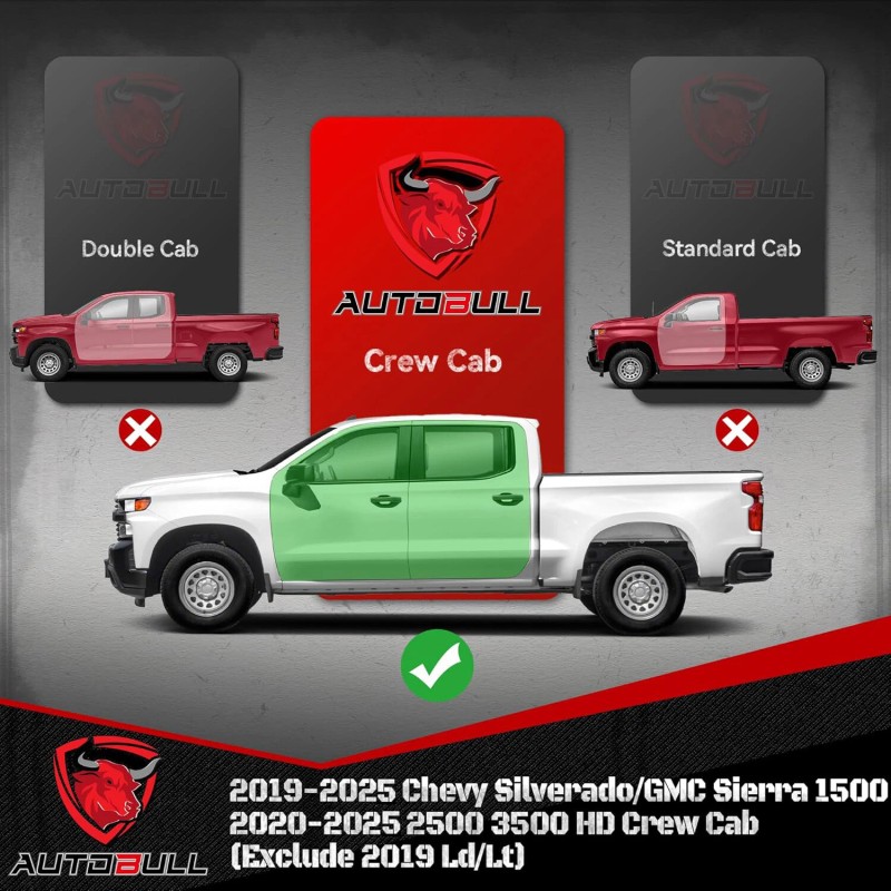 estriberas de 6" para Silverado/Sierra 2019-2026 doble cabina barras Nerf