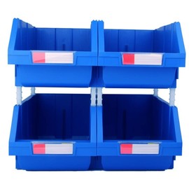 DJC Supply Heavy duty thermoplastic storage bin organizer, Stackable, Hangable, Side-connect (BLUE (8 PACK), LARGE V2 8.4" X 14.5" X 6.9")