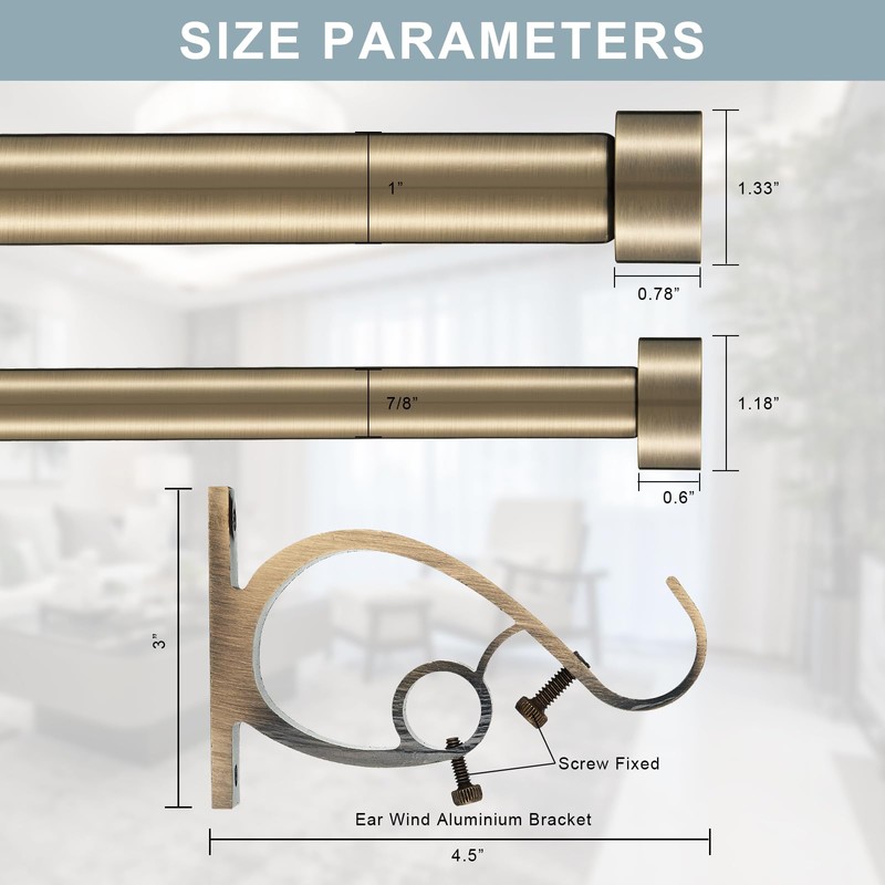 Lwiiom Double Blackout Curtain Rods 72 to 144 Inches (6-12