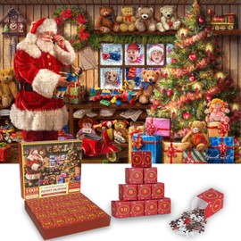 CORJEEJOR Christmas Advent Calendar 2024 Christmas Jigsaw Puzzles 1008 Pieces for Adults Kids Christmas Countdown Calendar 24 Boxes Santa Claus Jigsaw Puzzles for Christmas Home Decoration
