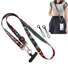 TIKIYOUN Phone Strap Lanyard Crossbody for Around the Neck Adjustable Colorful Cell Phone Lanyard with Tether Tabs Key-Rings for Women (Maya)