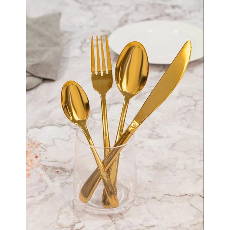 KASABLANCA Juego De Cubiertos De Acero Inoxidable Dorado 16 Pzas