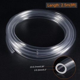 TOP-VIGOR 5mm ID 7mm OD PVC Clear Vinyl Tubing, 2.5M Length Food Grade Flexible Water Pipe, Plastic Tube for Transfer Water, Oil, Air, Powders & Fine Granules