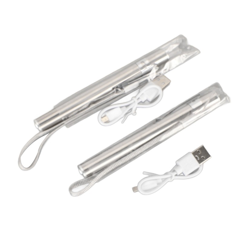 2Pcs Mini Flashlight Pocket Clip Stainless Steel ABS Rechargeable 600mAh