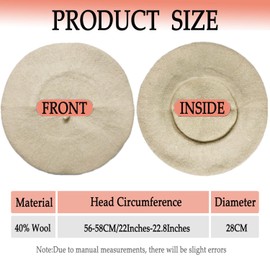 BOBSIHE Beret Women's French Beret Hat, Cotton Artist Barrett Hat, Classic Beret Hat for Wind Jacket, Dress Winter Hat Beret for Four Seasons, for Head Size 56-58 cm, beige
