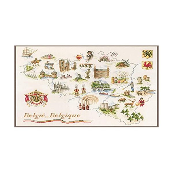 Lanarte Kreuzstichset Landkarte von Belgien, Zahlmuster PN-0173689 Cross Stitch Belgium