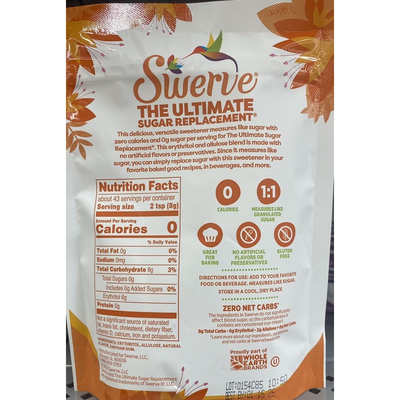 SWERVE GRANULAR Sugar Substitute 0 Calorie Sweetener 12 oz Bag