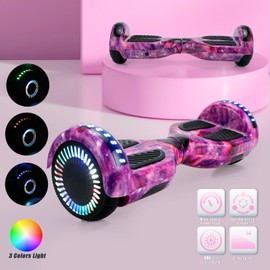 Self Balancing Scooters with Bluetooth & Corlorful LED Lights, Gifts for Kids & Adults & Girls & Boys, for All Ages (Galaxy Purple)1