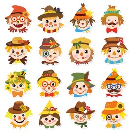 Haooryx Fall Scarecrow Sticker Roll - 1000 Autumn Scarecrow Waterproof Vinyl Reusable Laptop Sticker Coloring Book Scrapbook Water Bottle Page Activity Pad Thanksgiving Birthday Party Favor Skateboard