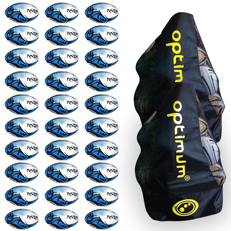 Optimum Razor Rugby Ball, Black/Blue, Size 5