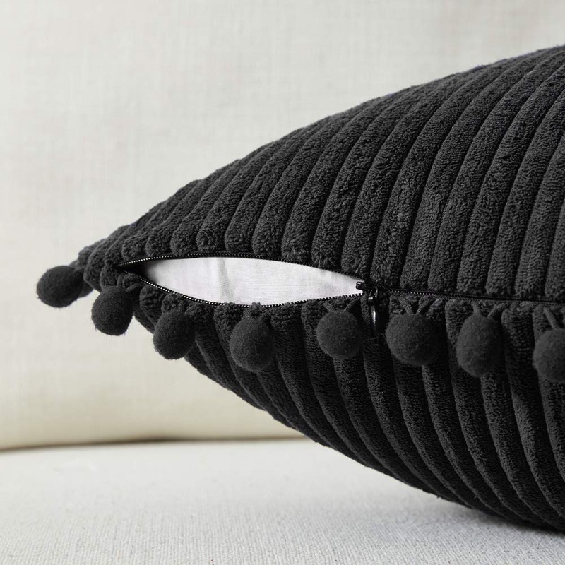 Fancy Homi Pack of 2 Black Decorative Throw Pillow Covers