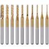 Mesee 10Pcs Titanium Coat Carbide End Milling Engraving Bits, 1/8