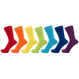 ZAKIRA Finest Combed Cotton Dress Socks in Plain Colours for Men, Women, 4-6 (UK), Rainbow 7-PACK