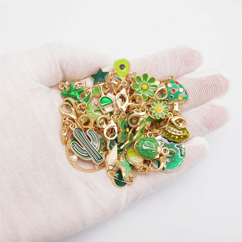Vibrant Green Enamel Shoe & Purse Charms - 30 Pcs