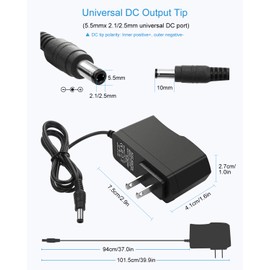 ALITOVE DC 12V 1A Power Supply 1000mA 12W AC/DC Adapter, 100~240V AC to DC 12 Volt 1 Amp 0.6A Converter with 5.5 x 2.5mm 2.1mm Plug for LED Strip Light CCTV Security Camera DVR NVR Surveillance System