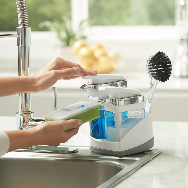 Casabella Sink Sider Duo with Sponge, White and Chrome Plating